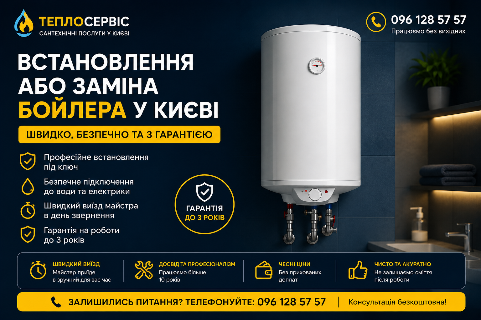 🔥 Встановлення або заміна бойлера у Києві – швидко, безпечно та з гарантією